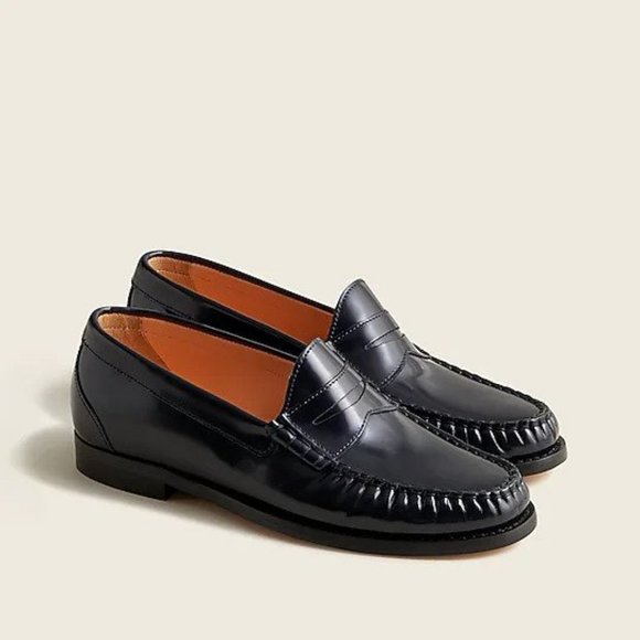 J.Crew Winona Penny Loafers In Spazzolato Leather - Navy